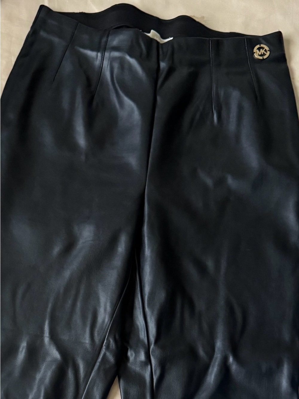Michael Kors Black Faux Leather Trousers